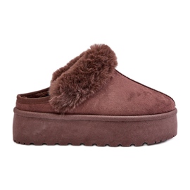 Pantuflas Mujer Plataforma Con Pelo, Marrón Linaris