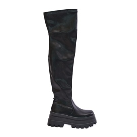 Botas por encima de la rodilla con plataforma enorme, negras de Zinera negro