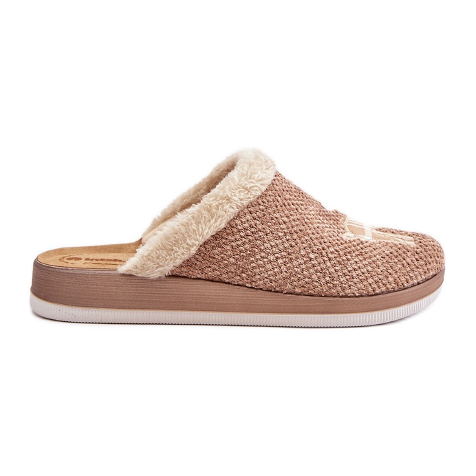Pantuflas de Mujer Con Reno y Pelo Inblu CT000034 Beige