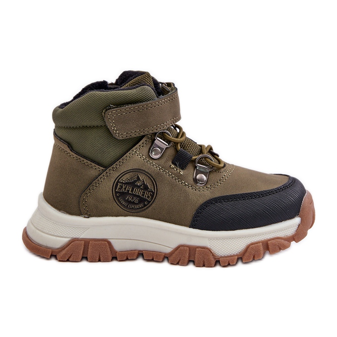 News Botas de montaña de invierno para niños con aislamiento y cremallera, verde oscuro Temisha