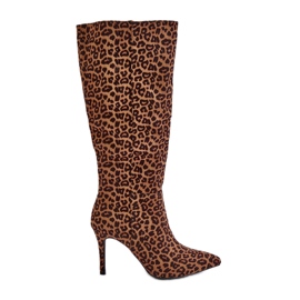 Botas marrones de tacón alto de leopardo Reanwenna marrón