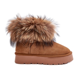 Botas de nieve con plataforma de piel y pelo Avirisa color camel marrón