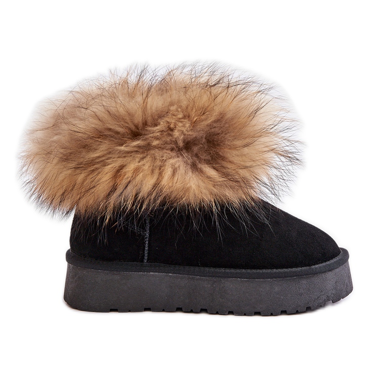 Botas de nieve con plataforma de piel y pelo, Negro Avirisa
