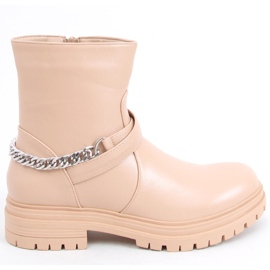 Botines Cindy Nude con cadena beige