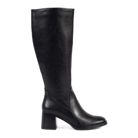 Botas de tacón de mujer clásicas de piel negras de Sergio Leone negro