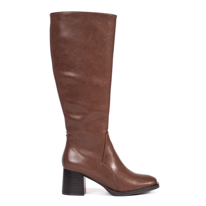 Botas de tacón de mujer clásicas en piel marrón de Sergio Leone