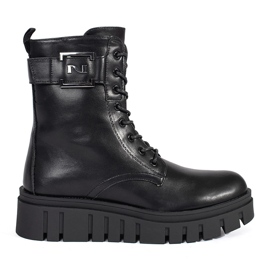 Seastar Botines negros con cordones en la plataforma.