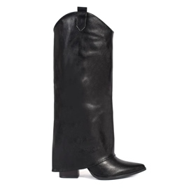Botas estilo cowboy de mujer negras con tacón alto negro