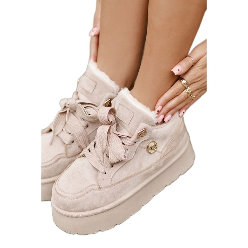 Deportivas Mujer Velarisea Beige Plataforma Forro Pelo