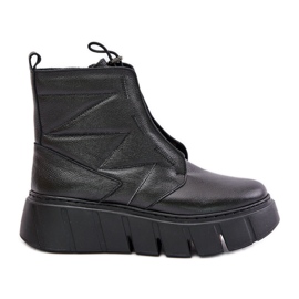 Zazoo 60472 Botas De Piel Con Plataforma Y Cuña Negro