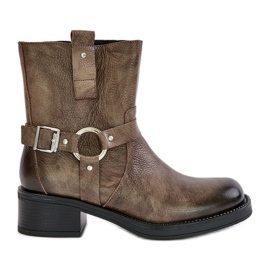 Zazoo 60480 Botines Tacón Bajo De Piel Con Aislamiento Marrón-Gris