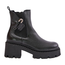 Zazoo 60490 Botines aislados de piel con decoración, negro