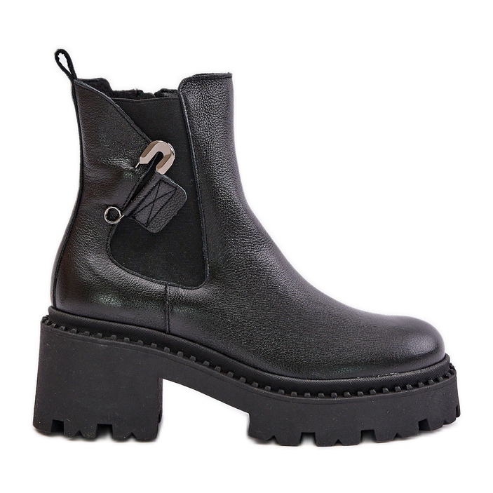 Zazoo 60490 Botines aislados de piel con decoración, negro