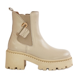 Zazoo 60490 Botines Cálidos De Piel Con Decoración Beige Claro