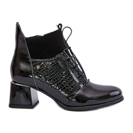 Zazoo 60503 Botas Tacón Piel, Cálido, Negro