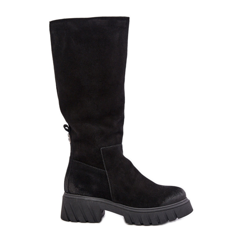 Zazoo 70145 Botas por encima de la rodilla de ante, aislantes, negro