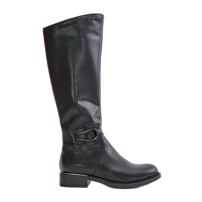 Zazoo 70140 Botas calentadas por encima de la rodilla de piel para mujer, negro