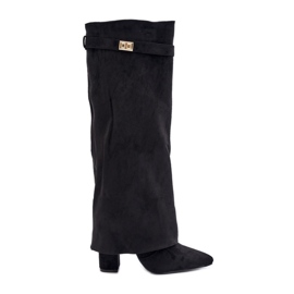 Botas negras de tacón alto con aislamiento y parte superior vuelta hacia arriba Urelli negro
