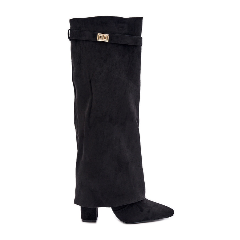 Botas negras de tacón alto con aislamiento y parte superior vuelta hacia arriba Urelli negro