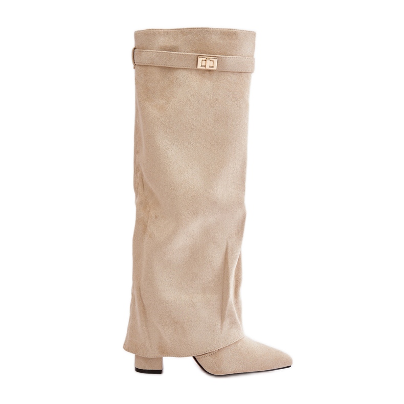Botas de tacón alto con aislamiento en beige claro y parte superior con vuelta de Urelli