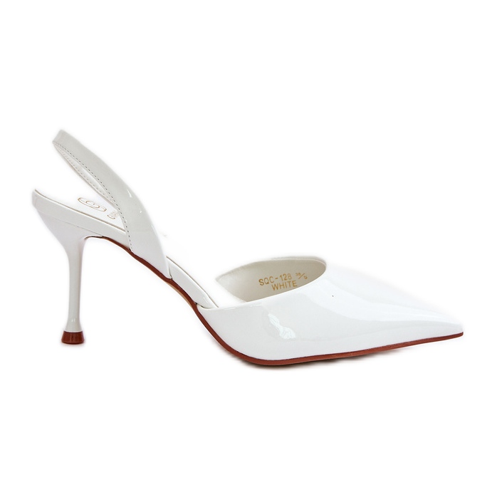 Stilettos de charol blanco con tacón abierto Emmizola