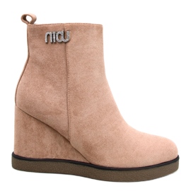 Botines cuña Rochelle caqui beige