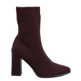 Botas calcetín tacón Krystal Brown marrón