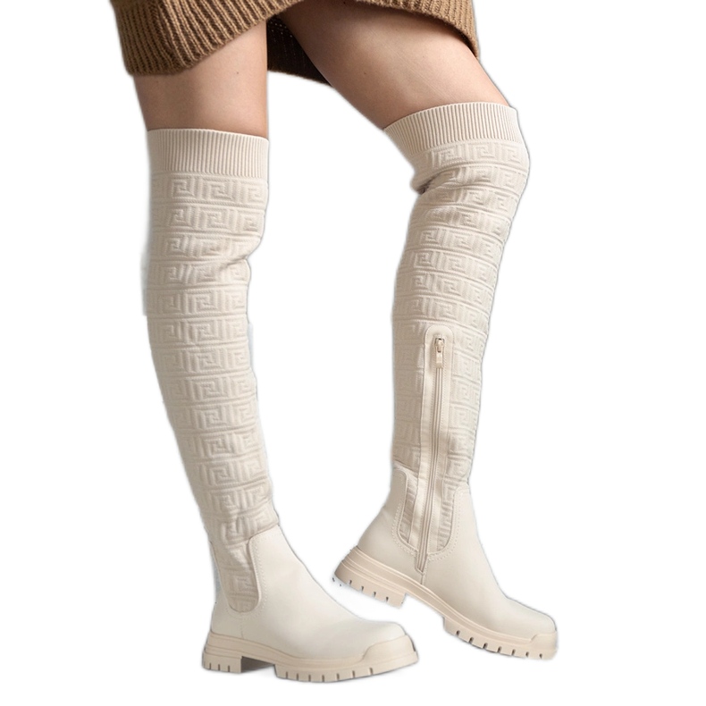 Botas de tela beige con acabado mate Scarlett