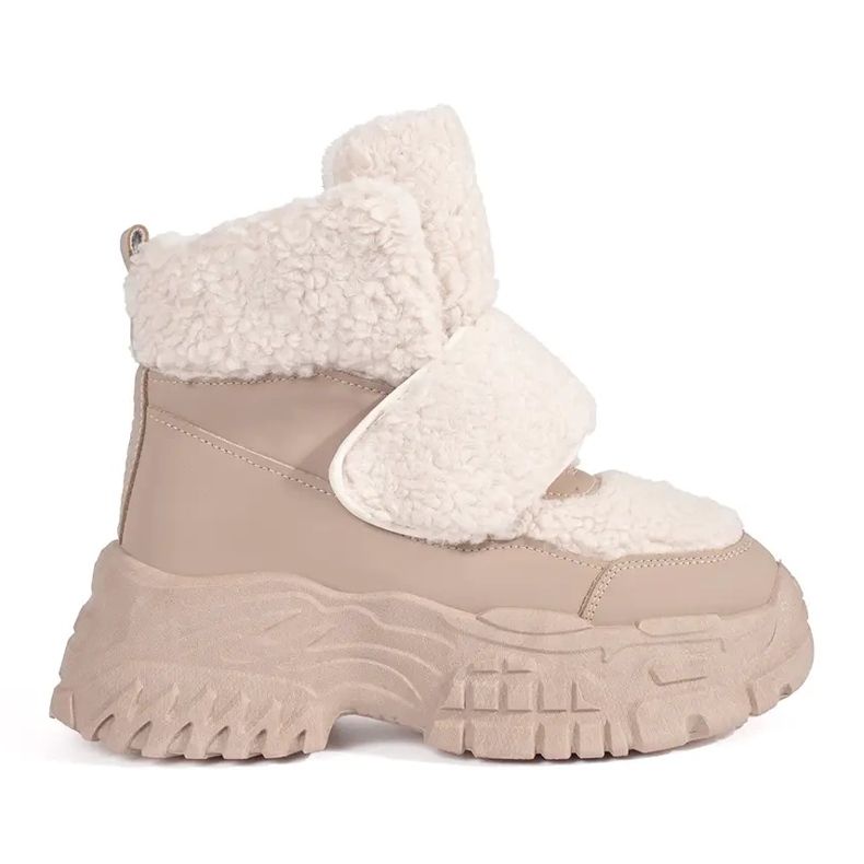 Seastar Botas de nieve con plataforma beige y pelo de borrego