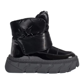 Seastar Botas de nieve de mujer con aislamiento negro y suela gruesa.
