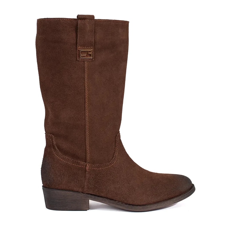 Botas cowboy de mujer de piel marrón con tacón alto de Sergio Leone