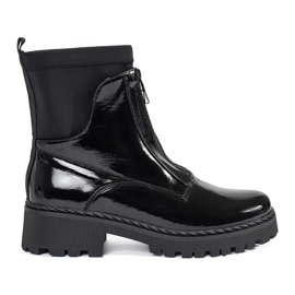 Goodin Botines de mujer de charol negro con cremallera