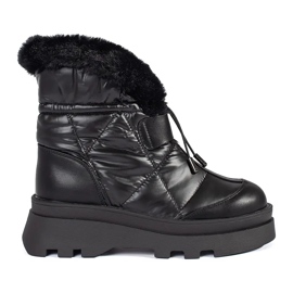 Seastar Botas de nieve de mujer negras con pelo negro en la plataforma.