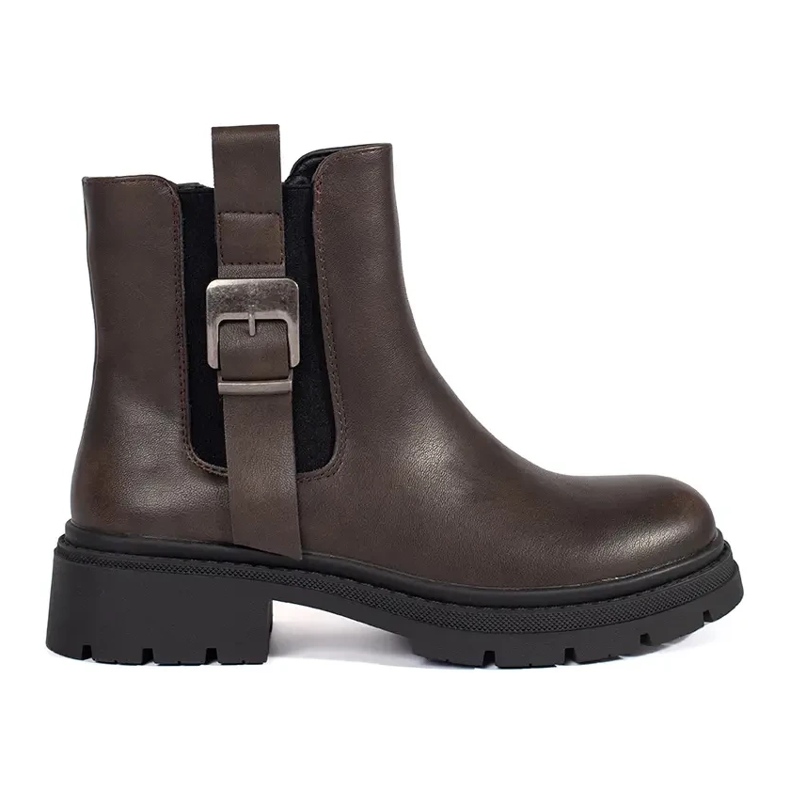 Botas Chelsea de mujer marrones con hebilla marrón