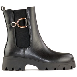 Botas de invierno de mujer trabajadora negras con suela gruesa, botines negros con cremallera