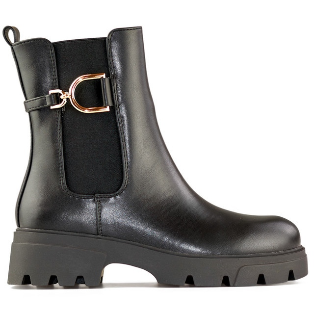 Botas de invierno de mujer trabajadora negras con suela gruesa, botines negros con cremallera