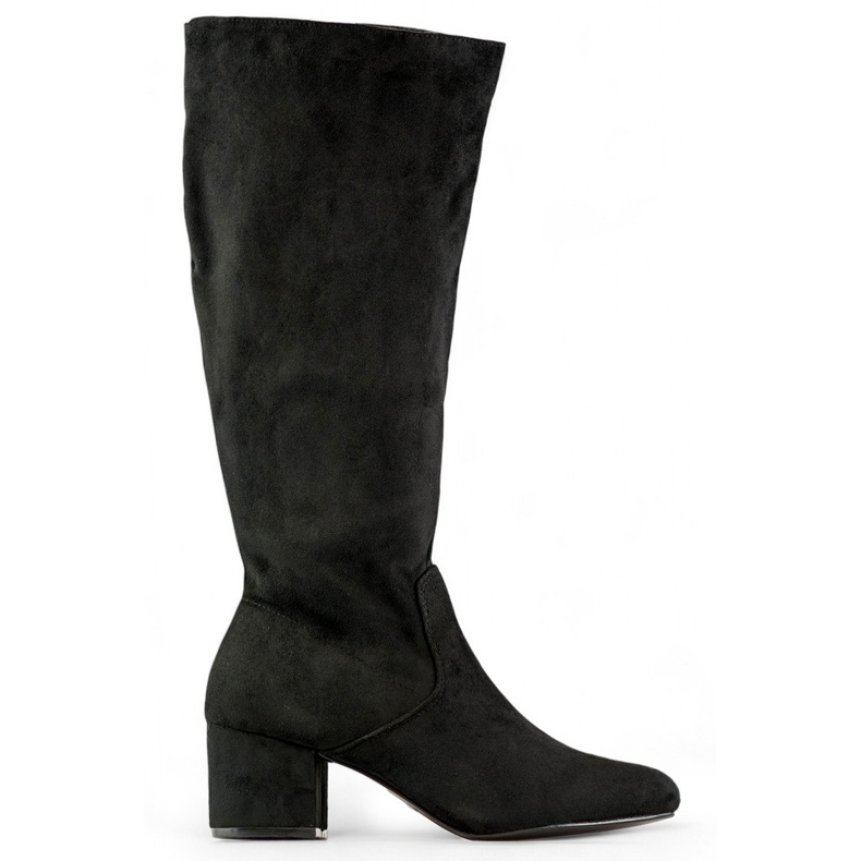 Botas hasta la rodilla de ante negro, botas de tacón bajo para mujer Botas hasta la rodilla de ante negro, botas de tacón bajo para mujer