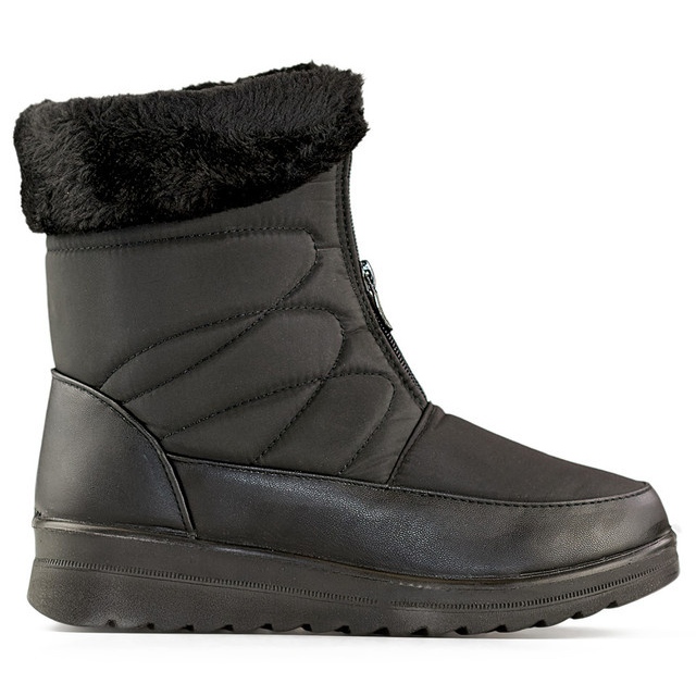 Botas altas de invierno con aislamiento para mujer, botas de nieve con cremallera, botas de invierno con suela plana negro Botas altas de invierno con aislamiento para mujer, botas de nieve con cremallera, botas de invierno con suela plana negro