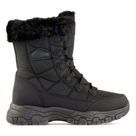 Botas de nieve altas y aisladas, calzado deportivo de invierno para mujer, con aislamiento grueso negro