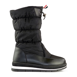 Botas altas para la nieve negras, botas de invierno aislantes para mujer con cordón negro