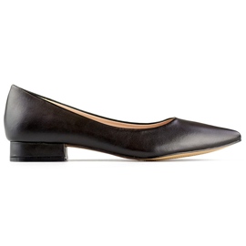 Zapatos clásicos negros con plantilla de cuero, zapatos de salón de tacón bajo con punta en punta para mujer