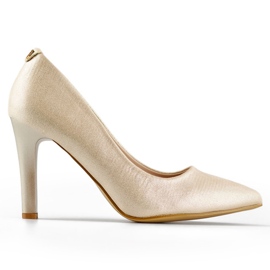 Zapatos de salón dorados para mujer con tacón cómodo, elegantes zapatos dorados para mujer beige