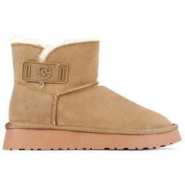 Botas de nieve para mujer de piel natural, botas aislantes para mujer, zapatos de invierno beige