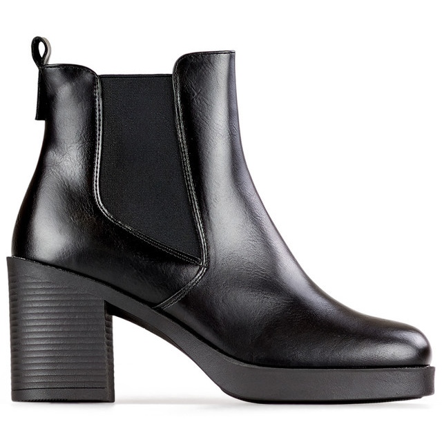 Botines negros de mujer, botines negros clásicos fabricados en piel ecológica, zapatos de invierno con aislamiento