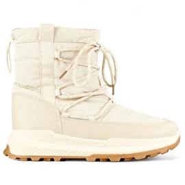 Botas de nieve deportivas beige, zapatos de invierno aislantes para mujer con suela plana