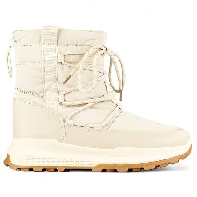 Botas de nieve deportivas beige, zapatos de invierno aislantes para mujer con suela plana Botas de nieve deportivas beige, zapatos de invierno aislantes para mujer con suela plana