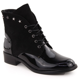 Botines de mujer en charol con remaches, negro Sabatina DM24-25P