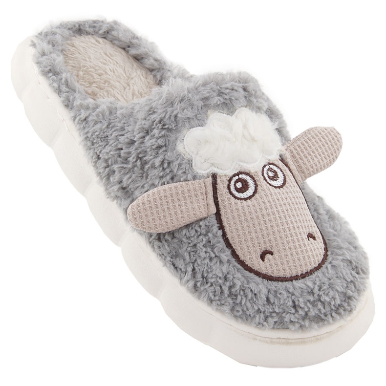 Zapatillas de estar por casa para mujer de piel con oveja, gris Filippo DK6683