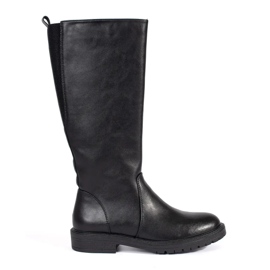 Botas clásicas de mujer de piel negra de Sergio Leone negro