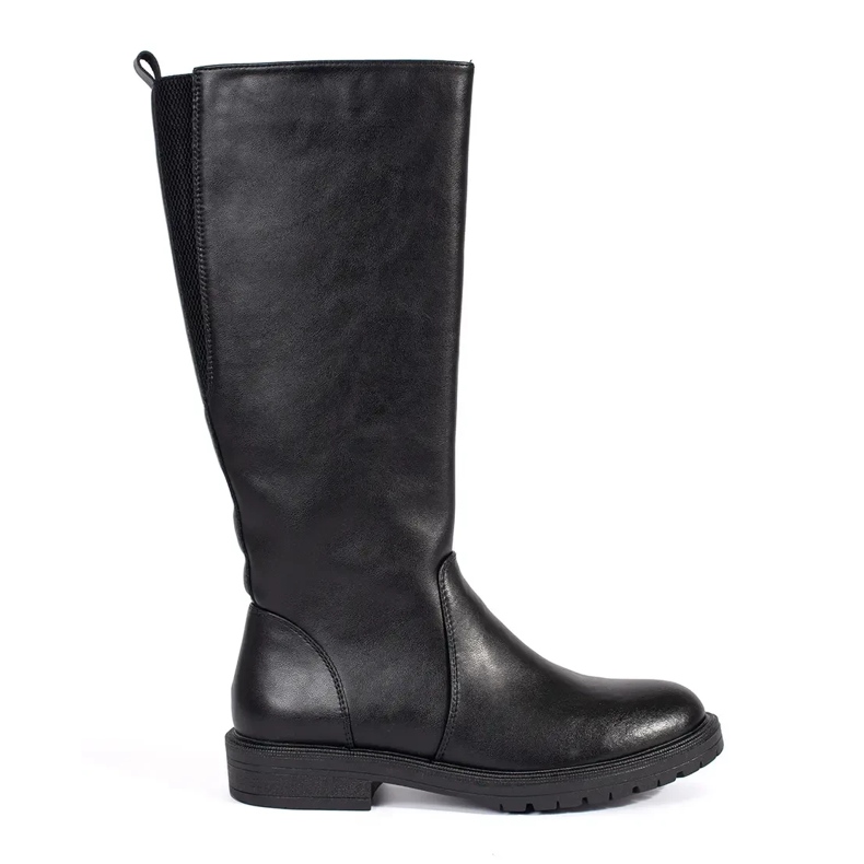 Botas clásicas de mujer de piel negra de Sergio Leone negro